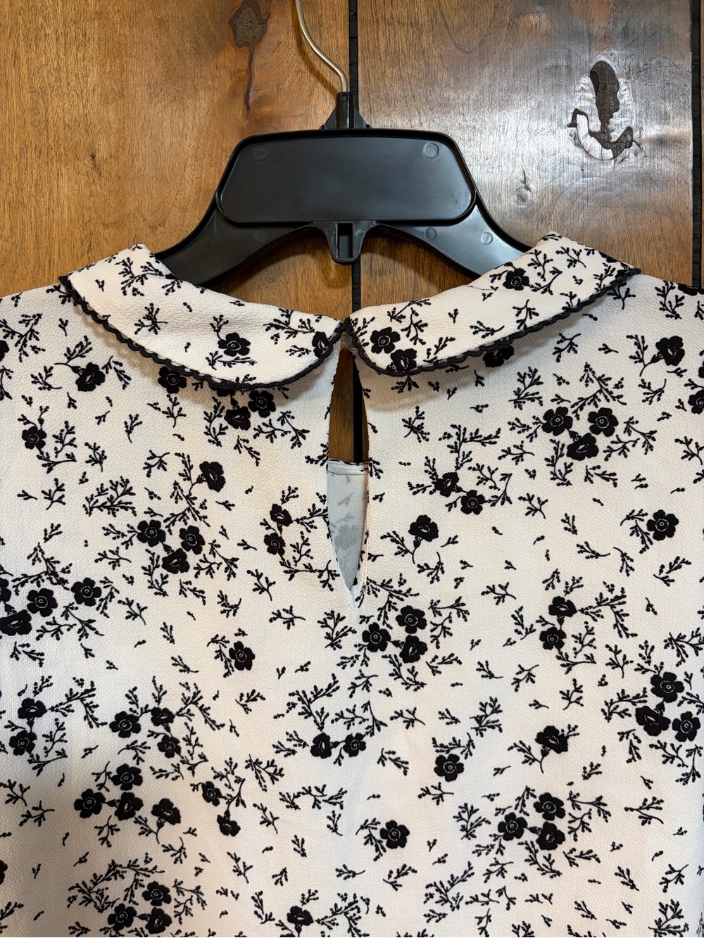CeCe Black on White Floral Peter Pan Collar Blouse - Picture 7 of 7